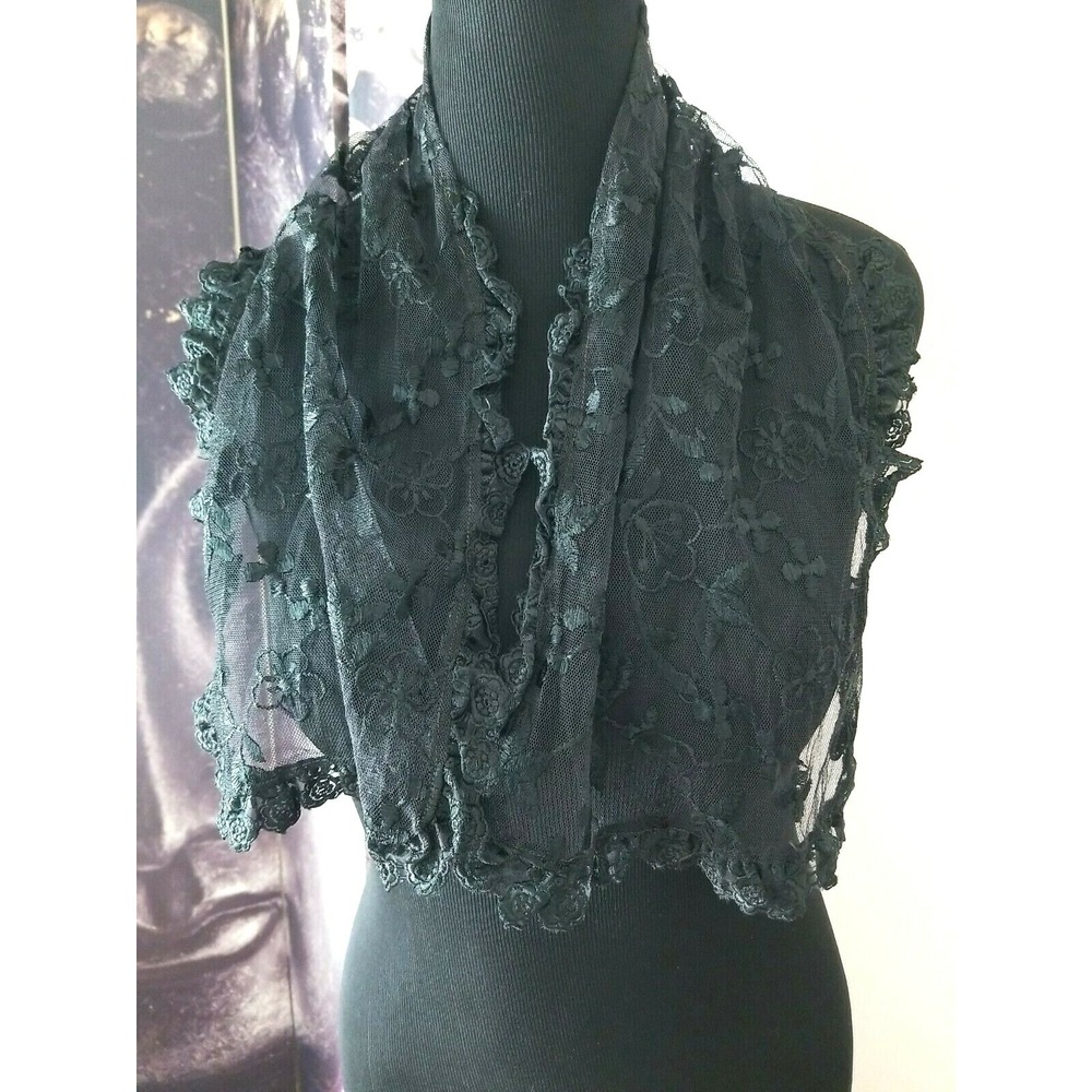Oscar de la Renta STUDIO Women's Black Floral Lace Rectangle Scarf‎